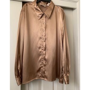 Gold Silk button up blouses